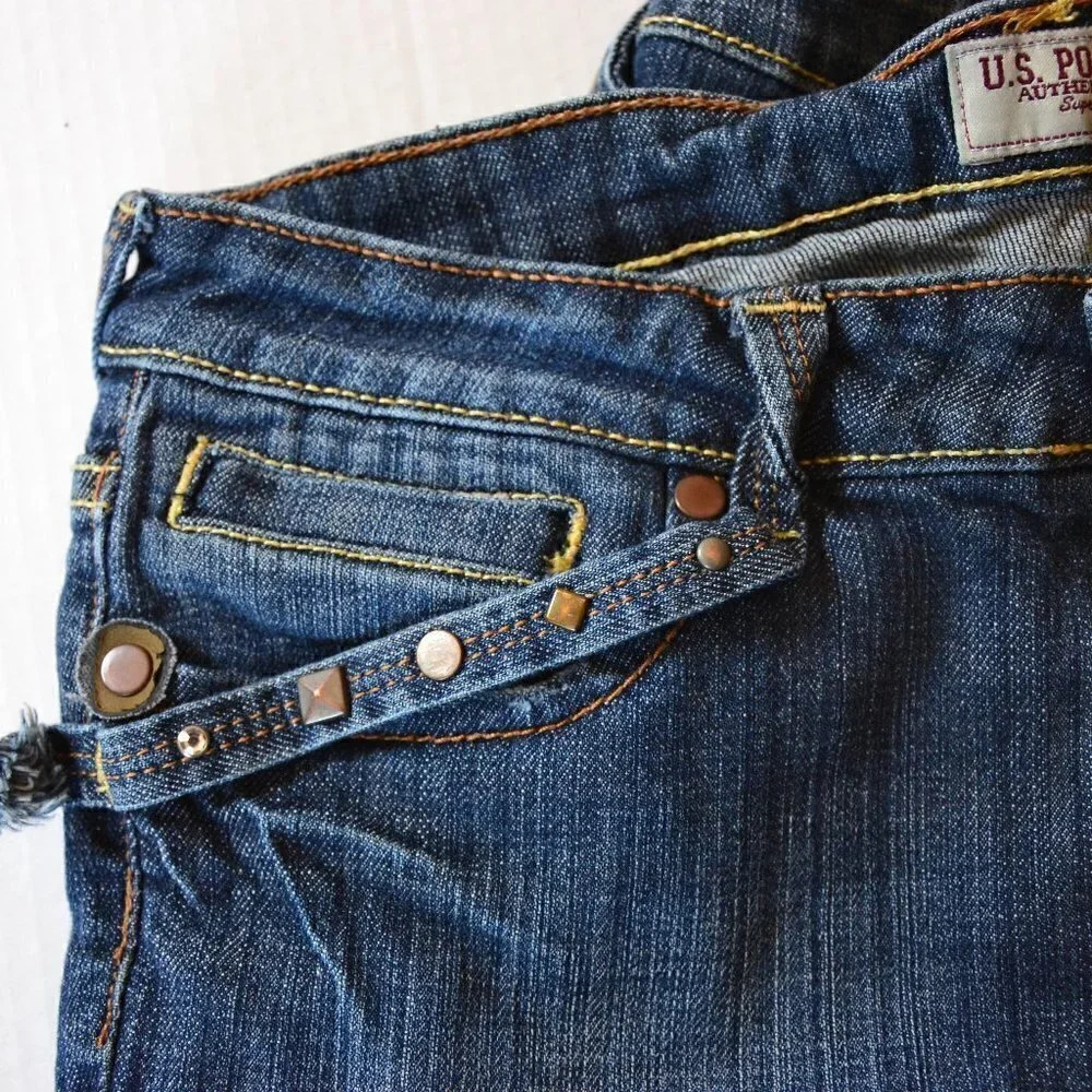 Polo Embellished Jean Bermuda Shorts